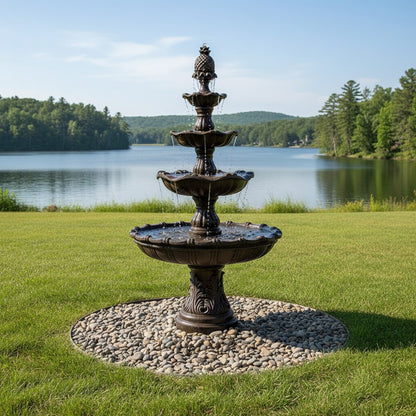 Majestic 80" 4-Tier Stone-Look Outdoor Garden Fountain