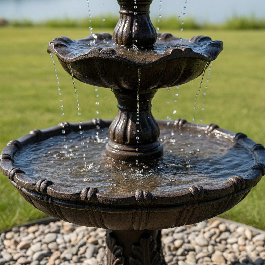 Majestic 80" 4-Tier Stone-Look Outdoor Garden Fountain