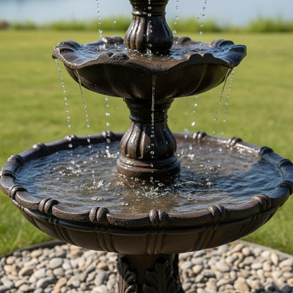 Majestic 80" 4-Tier Stone-Look Outdoor Garden Fountain