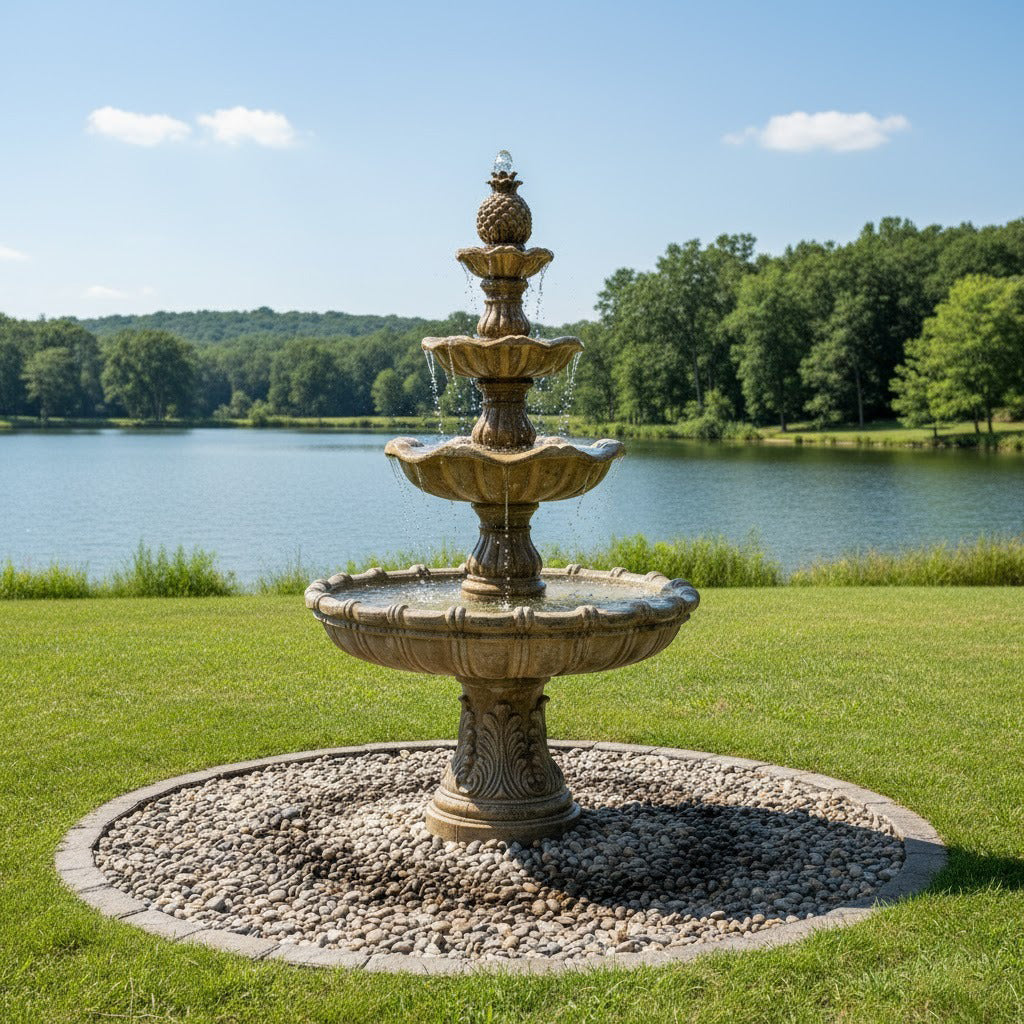 Majestic 80" 4-Tier Stone-Look Outdoor Garden Fountain