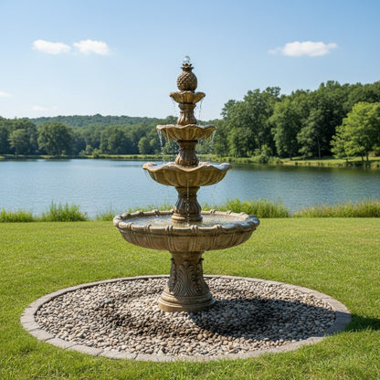 Majestic 80" 4-Tier Stone-Look Outdoor Garden Fountain