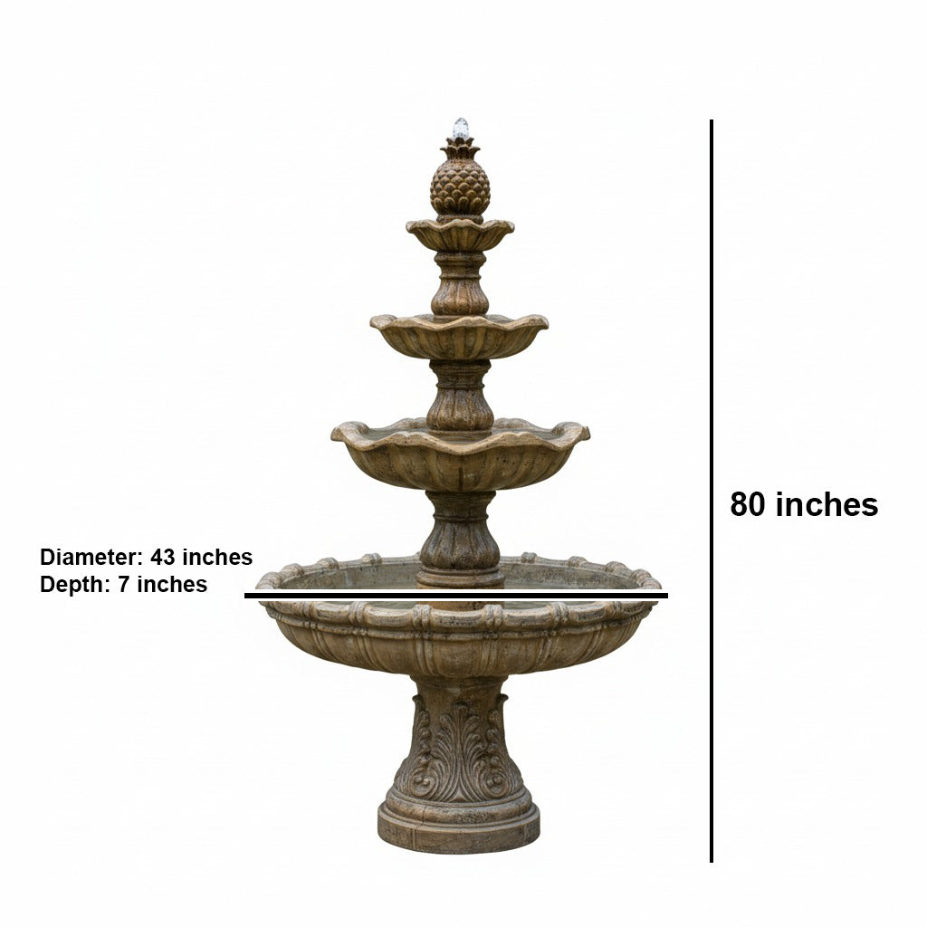 Majestic 80" 4-Tier Stone-Look Outdoor Garden Fountain