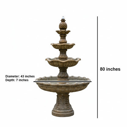 Majestic 80" 4-Tier Stone-Look Outdoor Garden Fountain