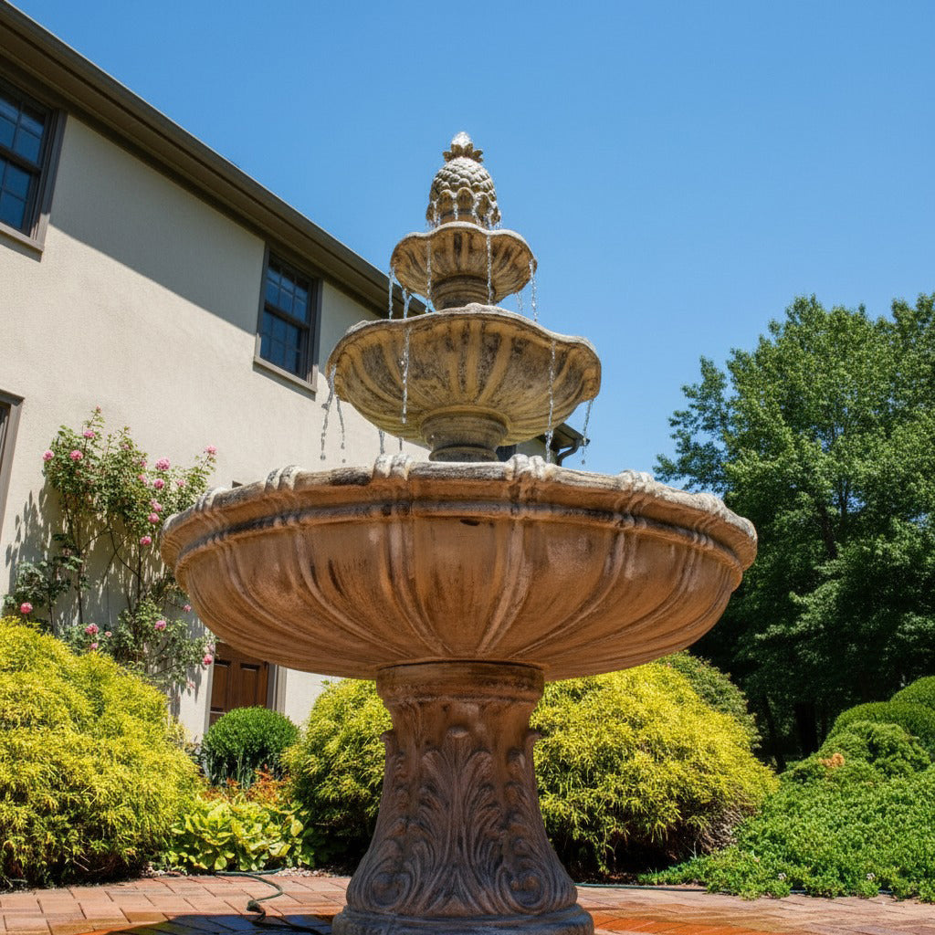 Majestic 80" 4-Tier Stone-Look Outdoor Garden Fountain