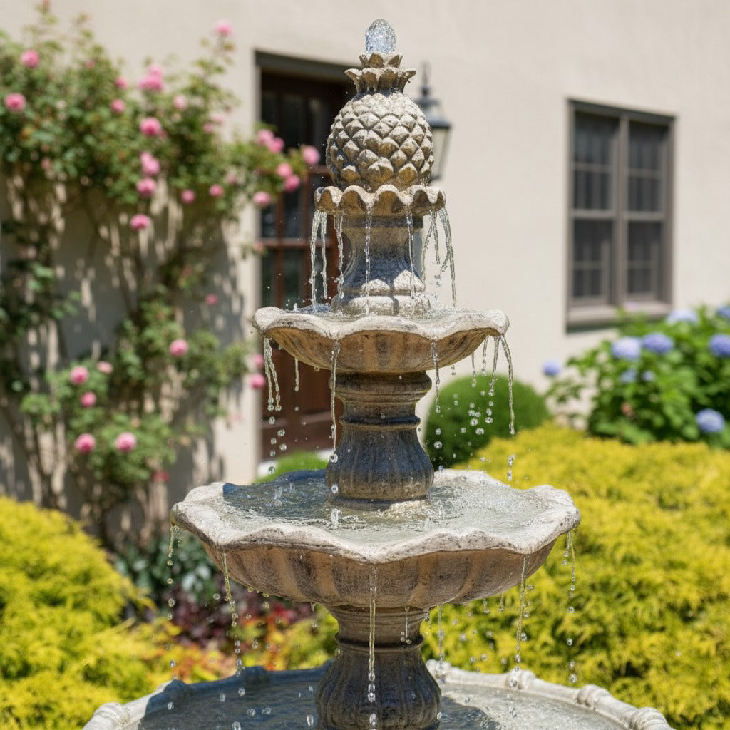 Majestic 80" 4-Tier Stone-Look Outdoor Garden Fountain