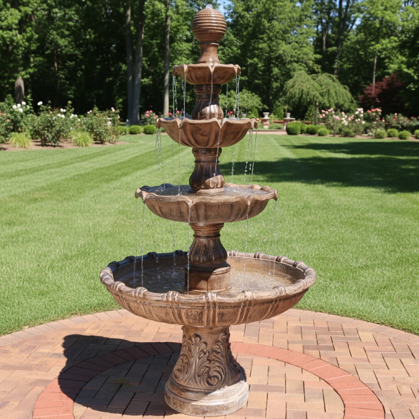 Majestic 80" 4-Tier Stone-Look Outdoor Garden Fountain