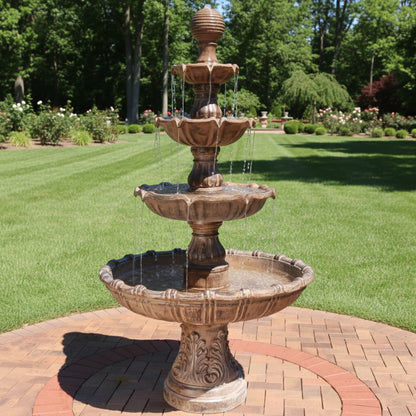Majestic 80" 4-Tier Stone-Look Outdoor Garden Fountain