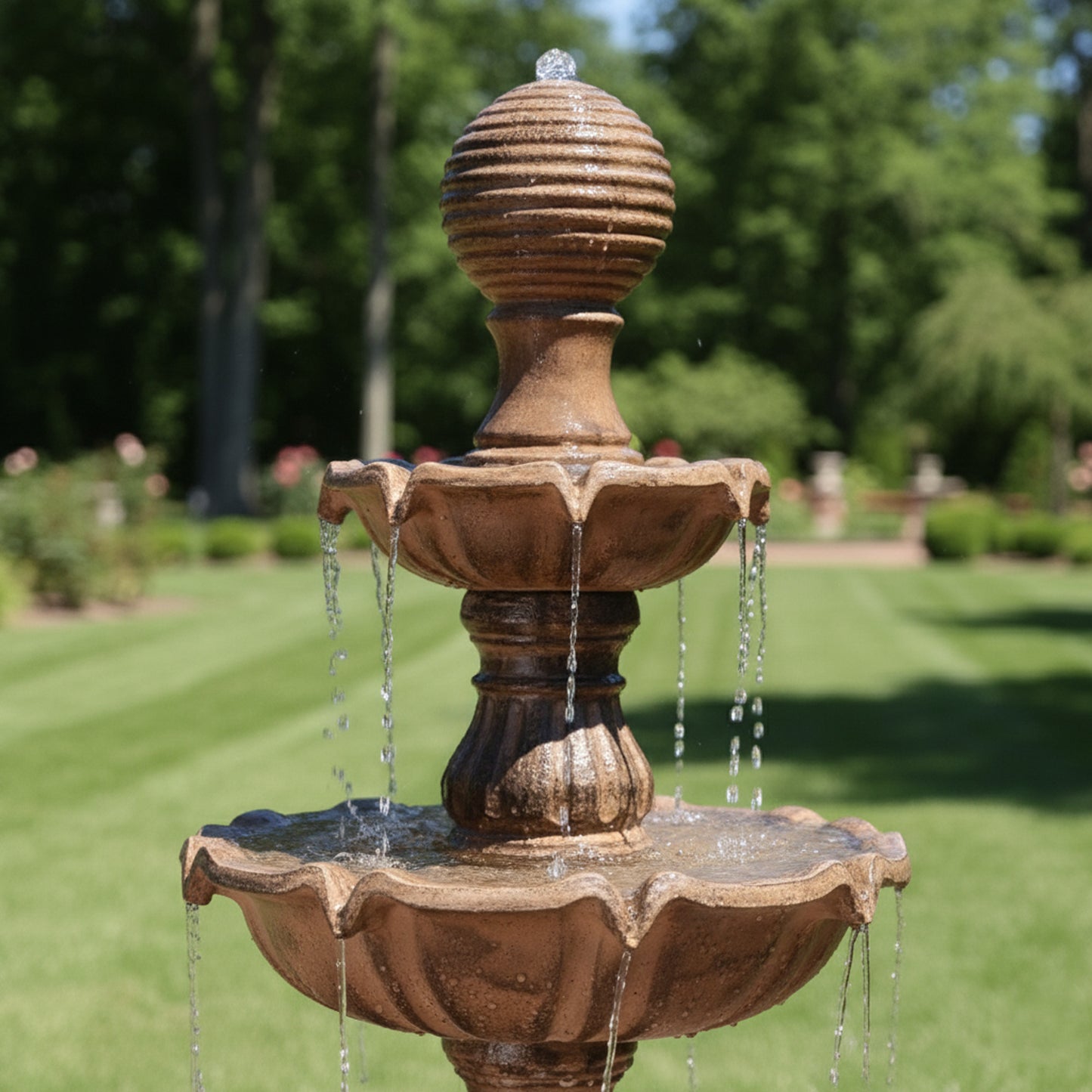 Majestic 80" 4-Tier Stone-Look Outdoor Garden Fountain