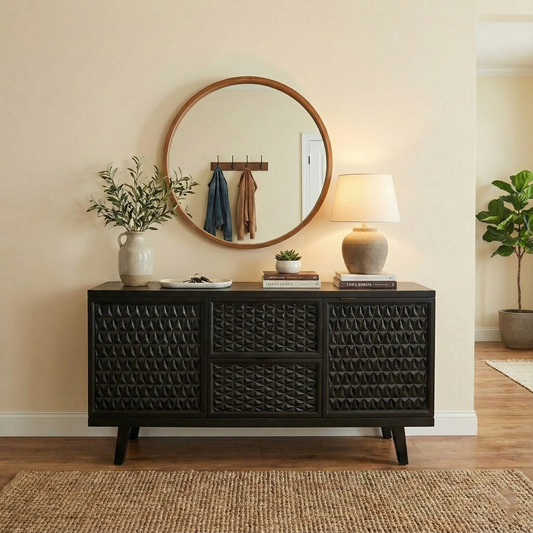 Handcrafted Solid Black Walnut Sideboard – Minimalist & Modern Storage Cabinet