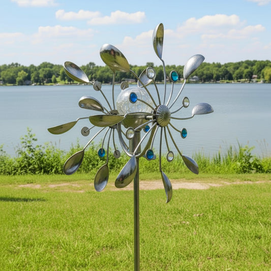 65" Handcrafted Copper Wind Spinner with Motion-Activated Light